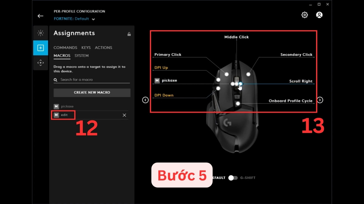 Nhấn và kéo Macro vào vị trí nút bấm tương ứng