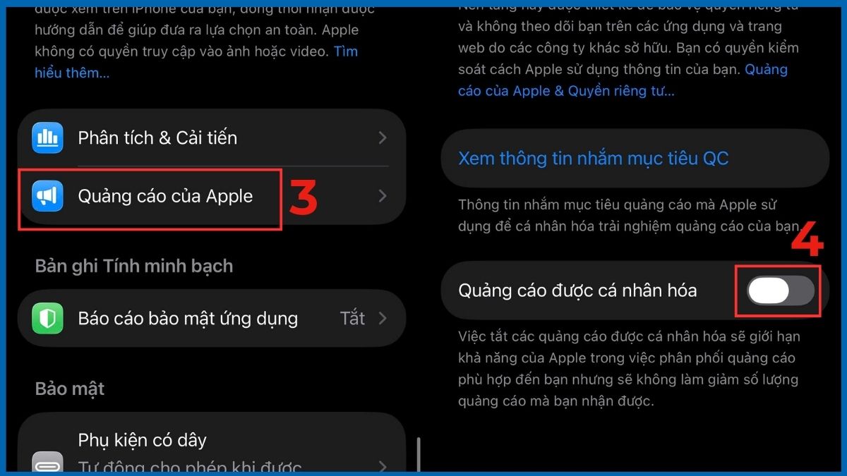 Tắt theo dõi quảng cáo trên iPhone