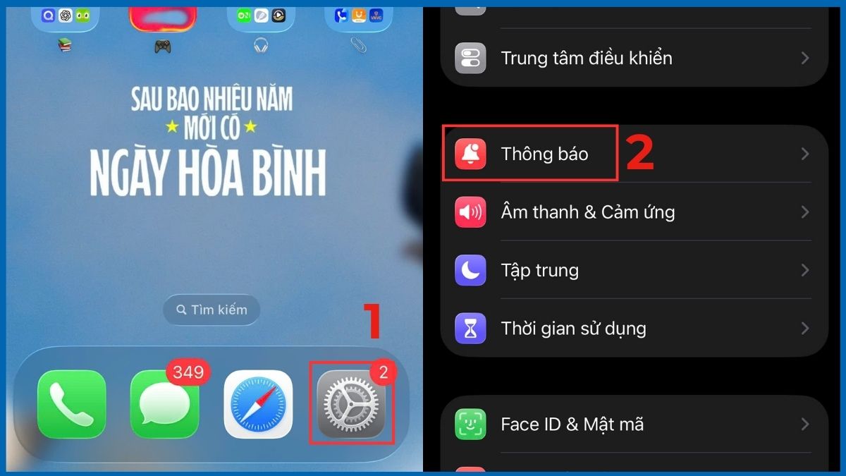 Mở Thông báo trong Cài đặt trên iPhone