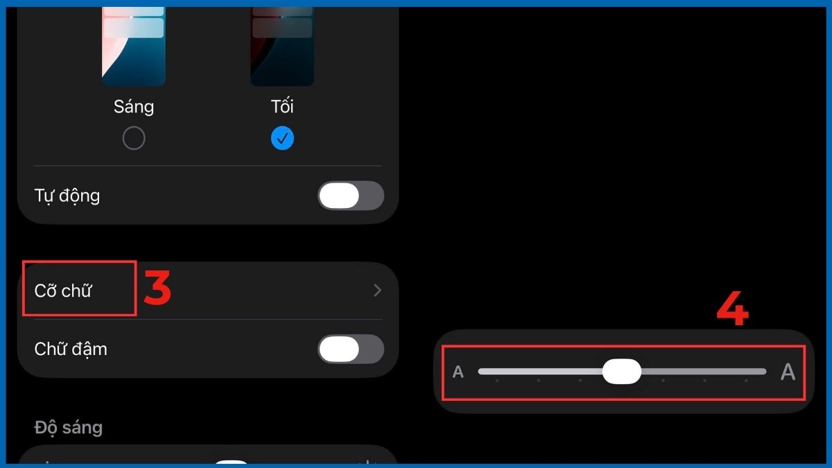 Chọn Cỡ chữ cơ bản