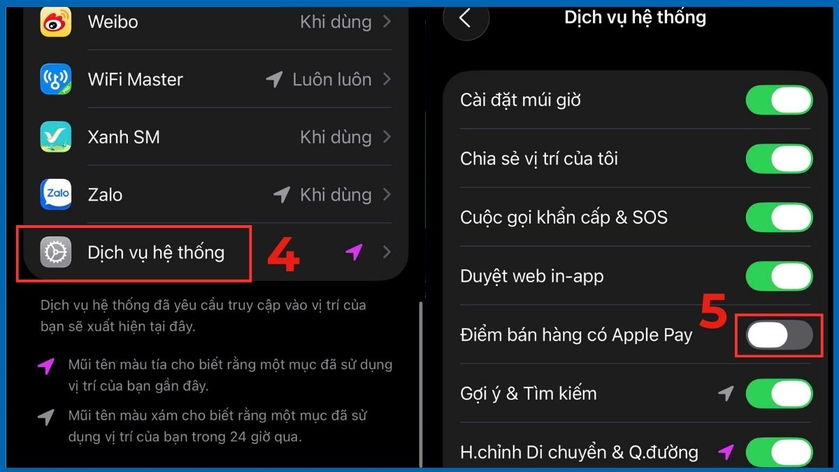 Tắt các dịch vụ hệ thống trên iPhone
