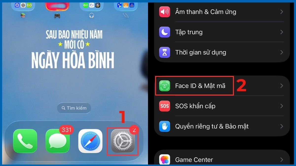 Truy cập vào mục Face ID & Mật mã