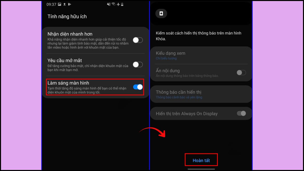 Đặt mở khóa bằng khuôn mặt