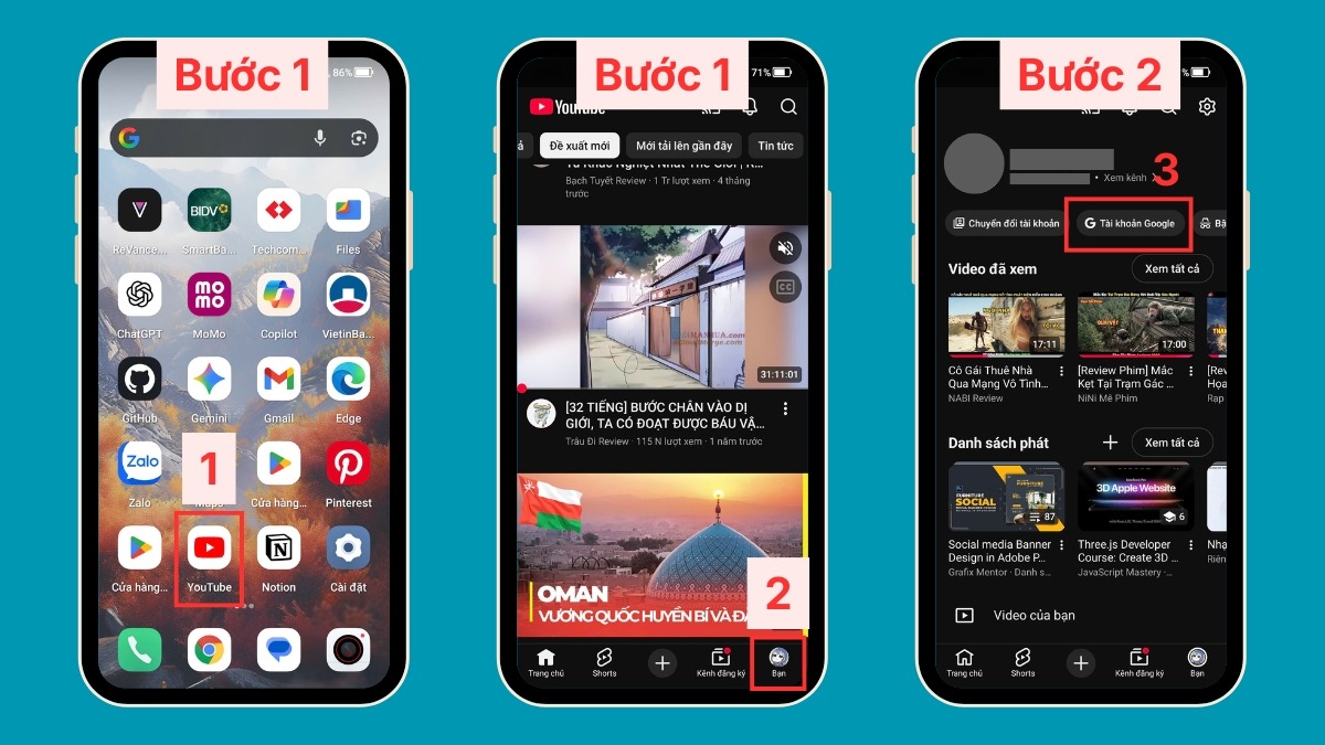 Thao tác đổi mật khẩu YouTube trên điện thoại