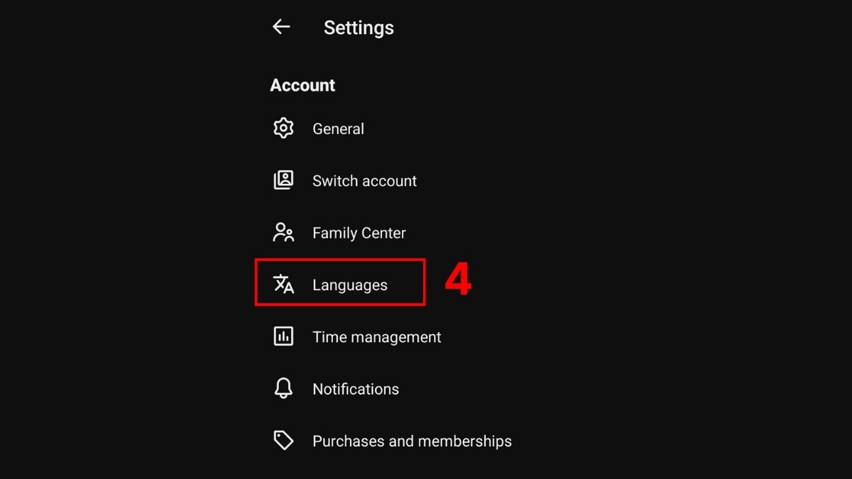 Nhấn vào Languages