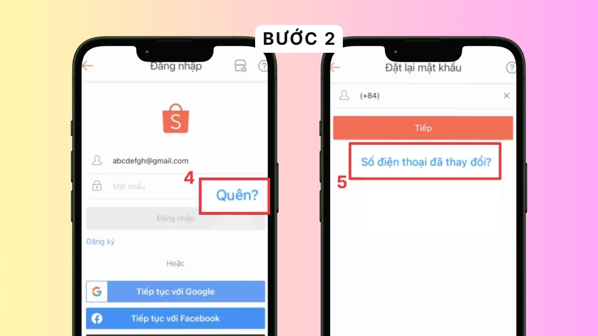 Chọn Quên? và nhấn vào Số điện thoại đã thay đổi