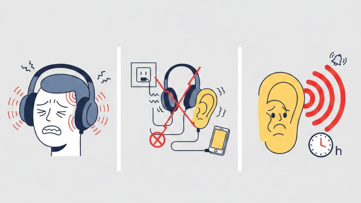 Đeo quá chặt tai nghe chụp tai khiến tăng áp lực lên vành tai và vùng thái dương