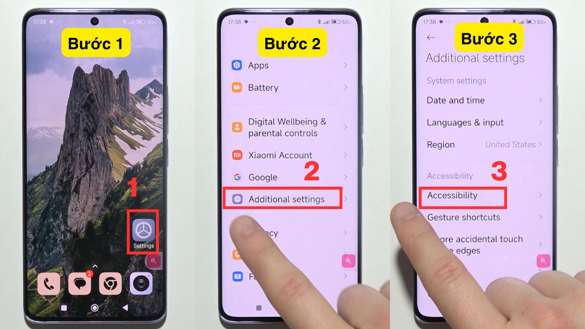 Truy cập mục Accessibility trên điện thoại Xiaomi