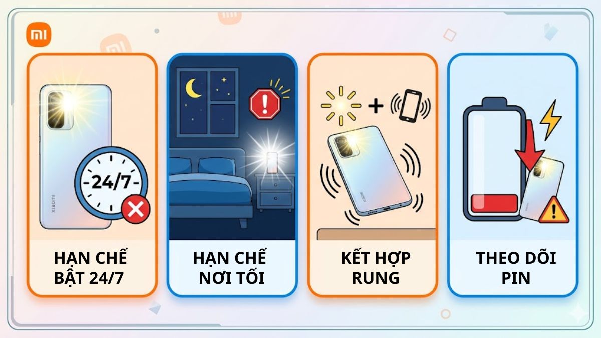 Lưu ý tính năng bật flash thông báo trên Xiaomi MIUI