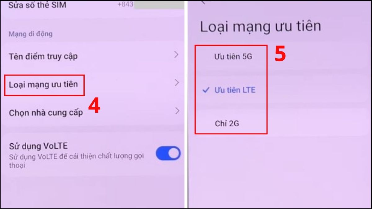 Tìm đến loại mạng ưu tiên