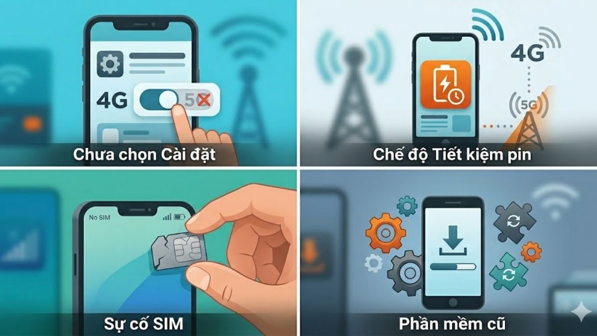 Lỗi không bật được 5G do các nguyên nhân khác nhau