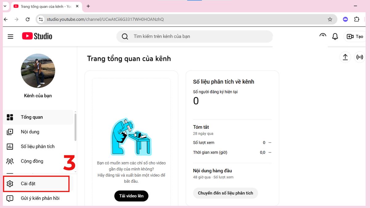Nhấn vào mục Cài đặt