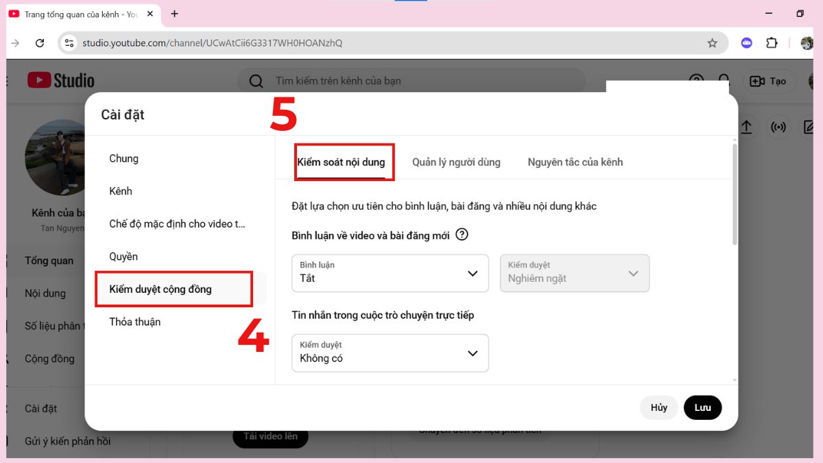 Tìm đến mục Kiểm duyệt cộng đồng và Kiểm soát nội dung