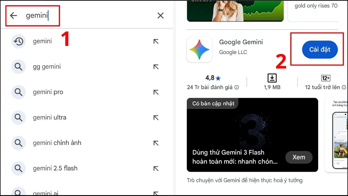 Tải ứng dụng Gemini về điện thoại Samsung