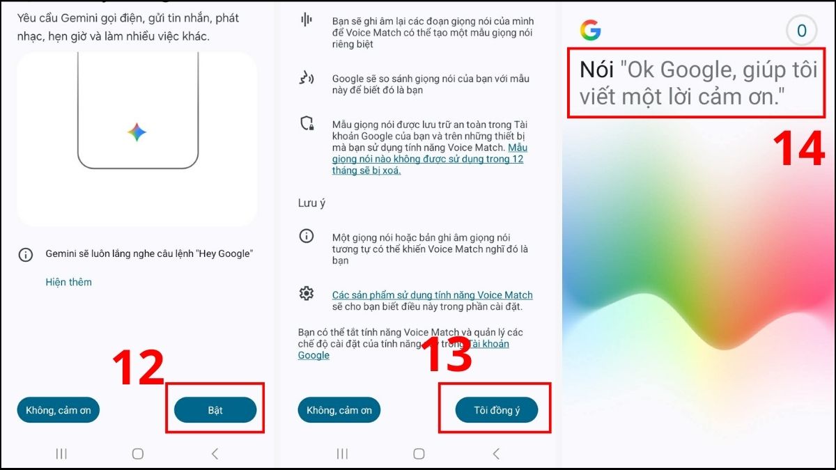 Thiết lập Gemini bằng giọng nói
