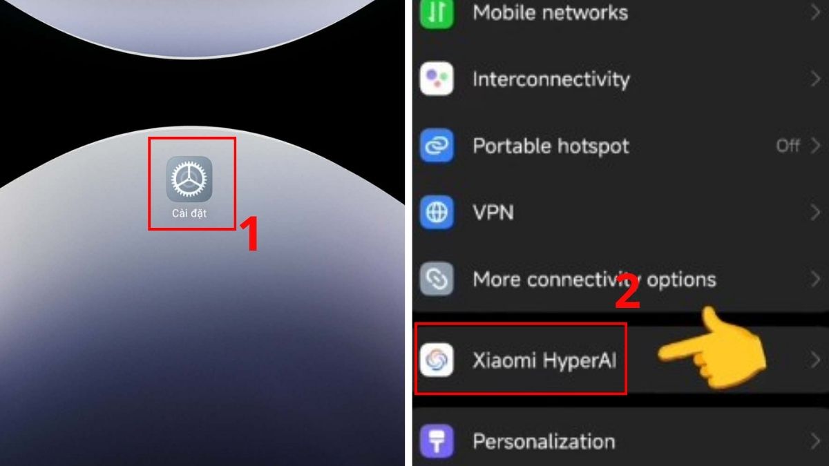 Vào Cài đặt và chọn Xiaomi HyperAI
