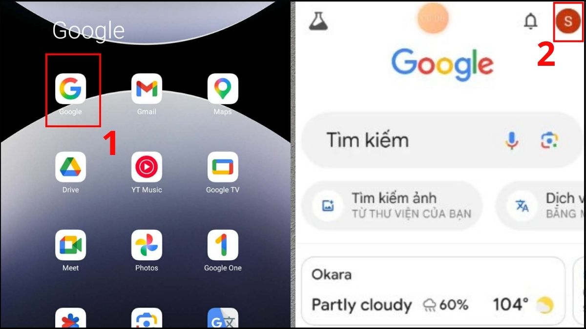 Vào Cài đặt tài khoản Google