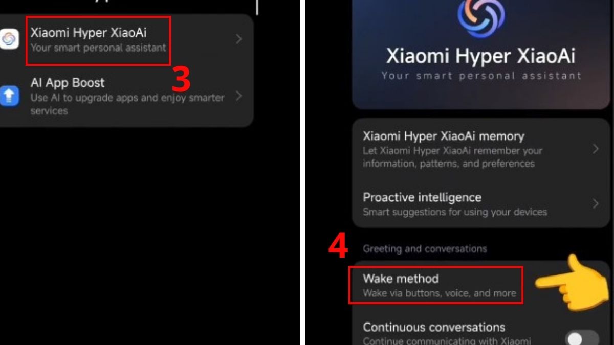 Vào mục Xiaomi Hhodyper XiaoAI và chọn Wake met