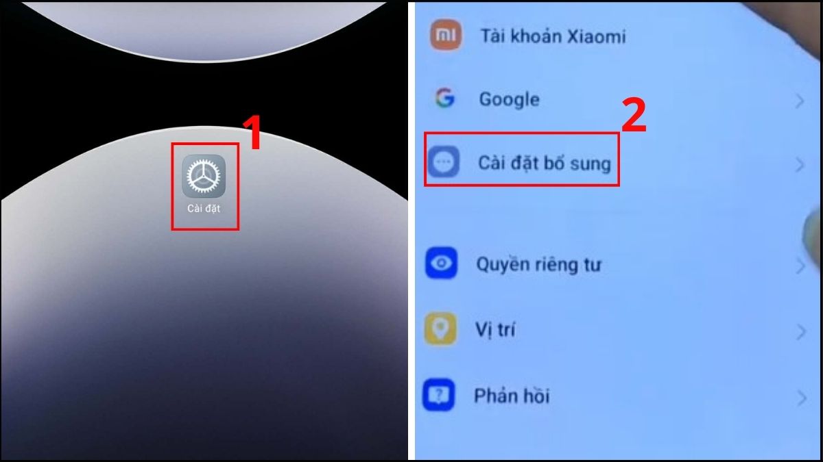 Mở Cài đặt trên điện thoại Xiaomi