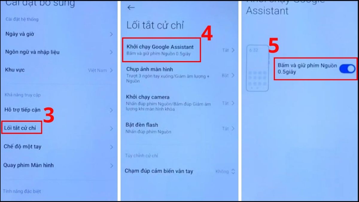Tìm đến mục Khởi chạy Google Assistant và kích hoạt trợ lý ảo