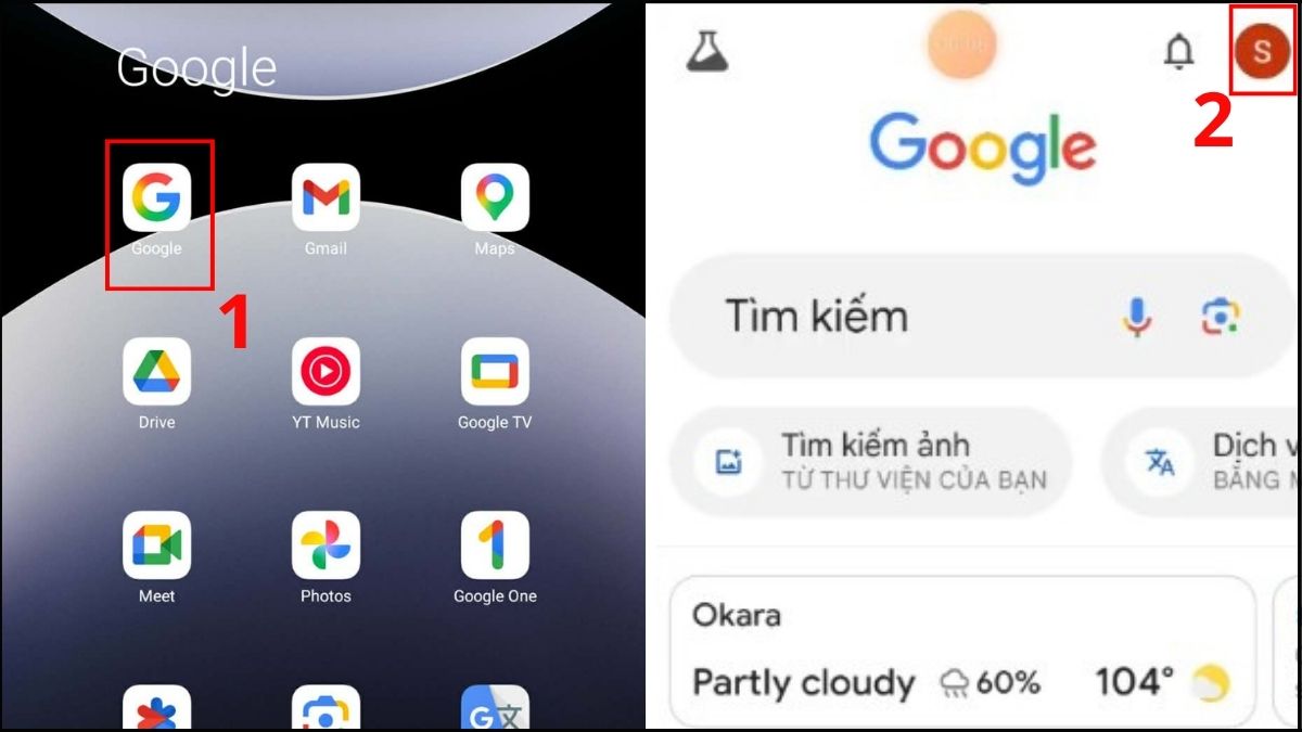 Vào Cài đặt tài khoản Google