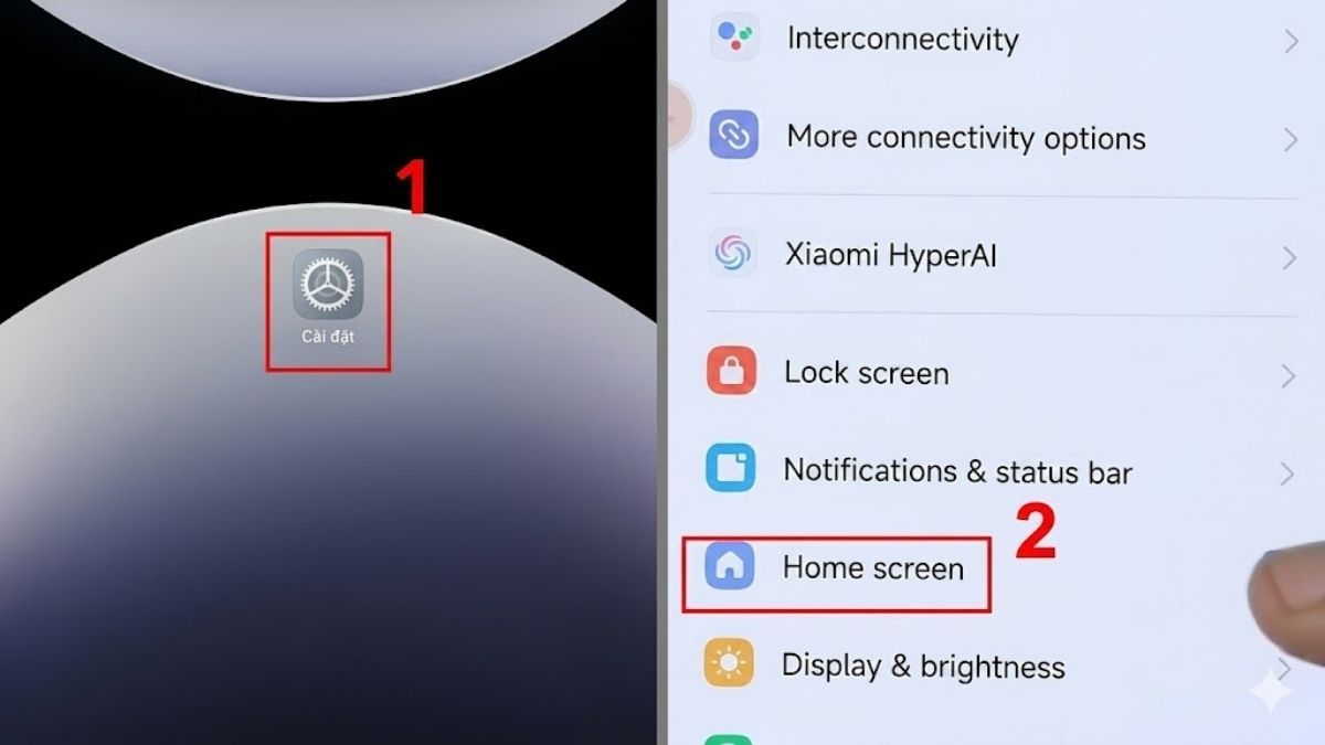 Tìm đến mục Home Screen trong Cài đặt
