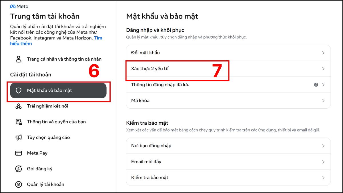 Truy cập vào mục Xác thực 2 yếu tố