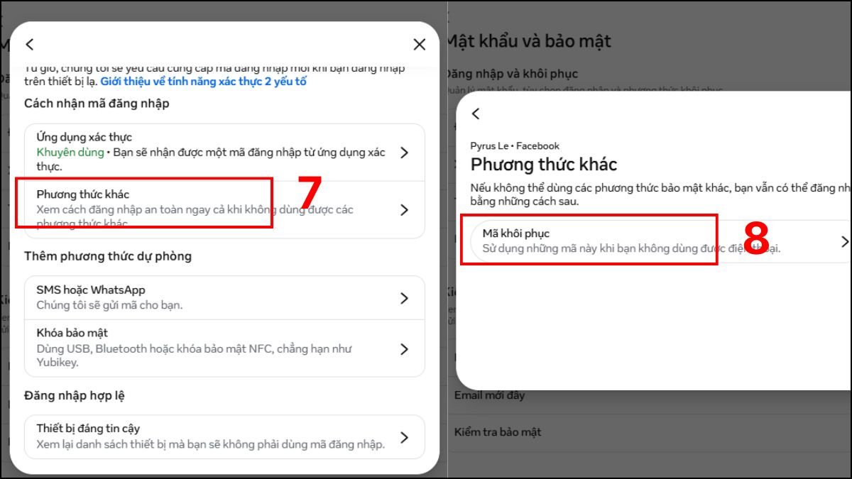 Truy vập vào mục Mã khôi phục