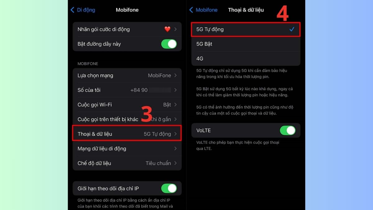 Bật 5G Tự động