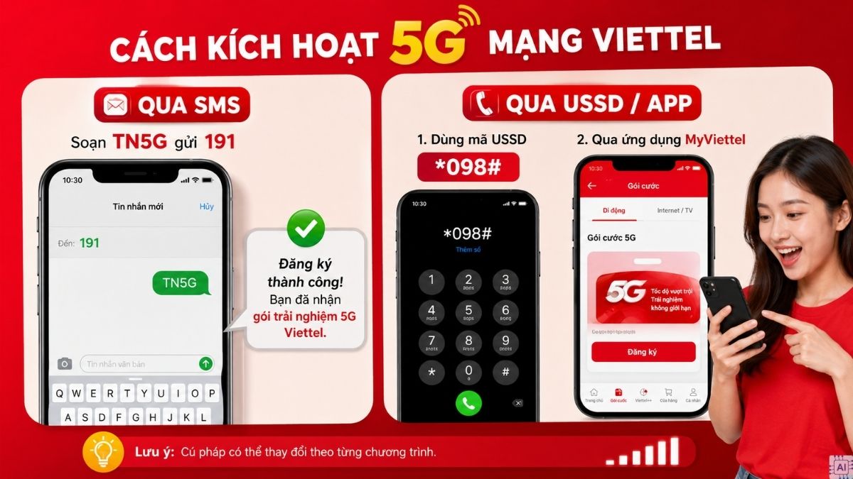 Cách kích hoạt 5G Mạng Viettel
