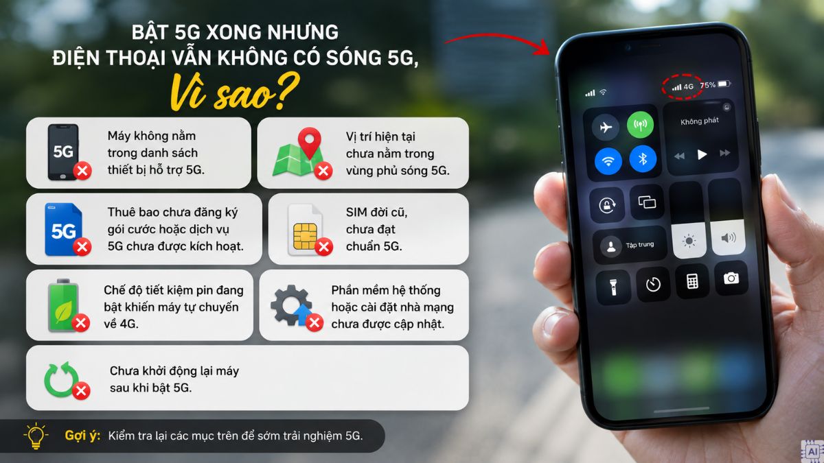 Điện thoại chưa có sóng 5G do nhiều nguyên nhân khác nhau