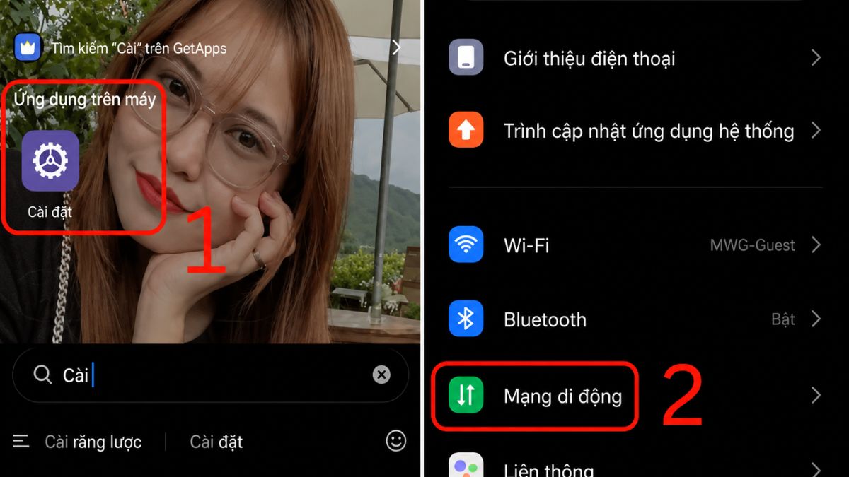 Tìm đến mục Mạng di động trong Cài đặt