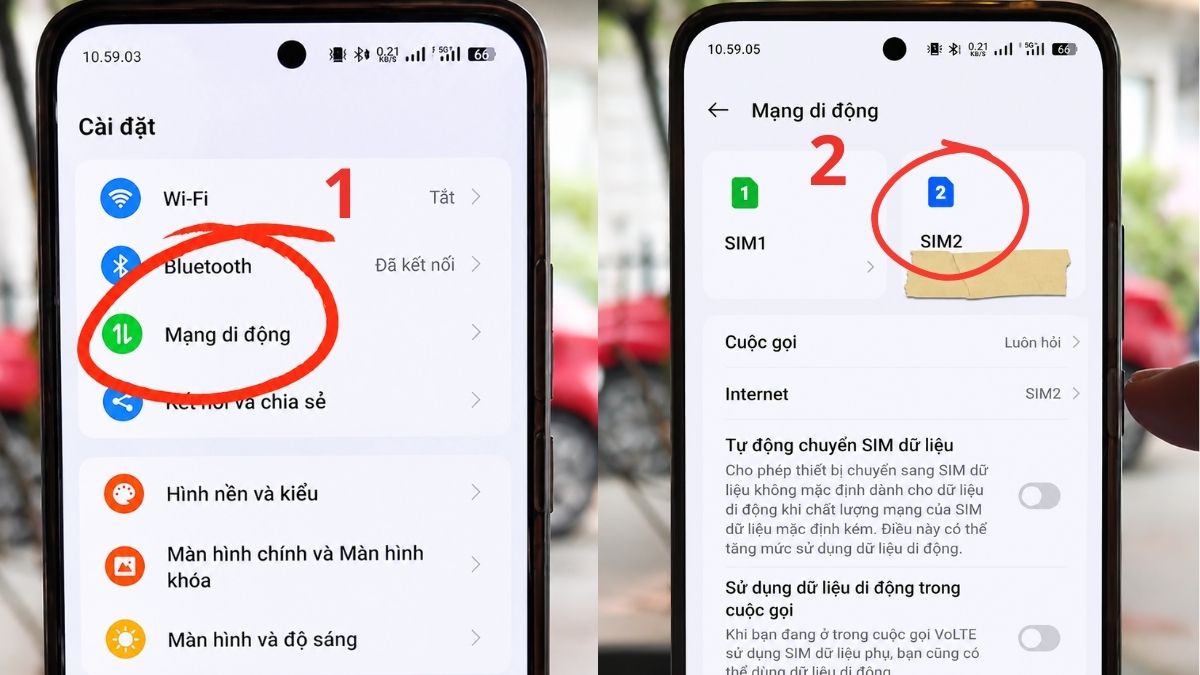 Chọn SIM đang dùng