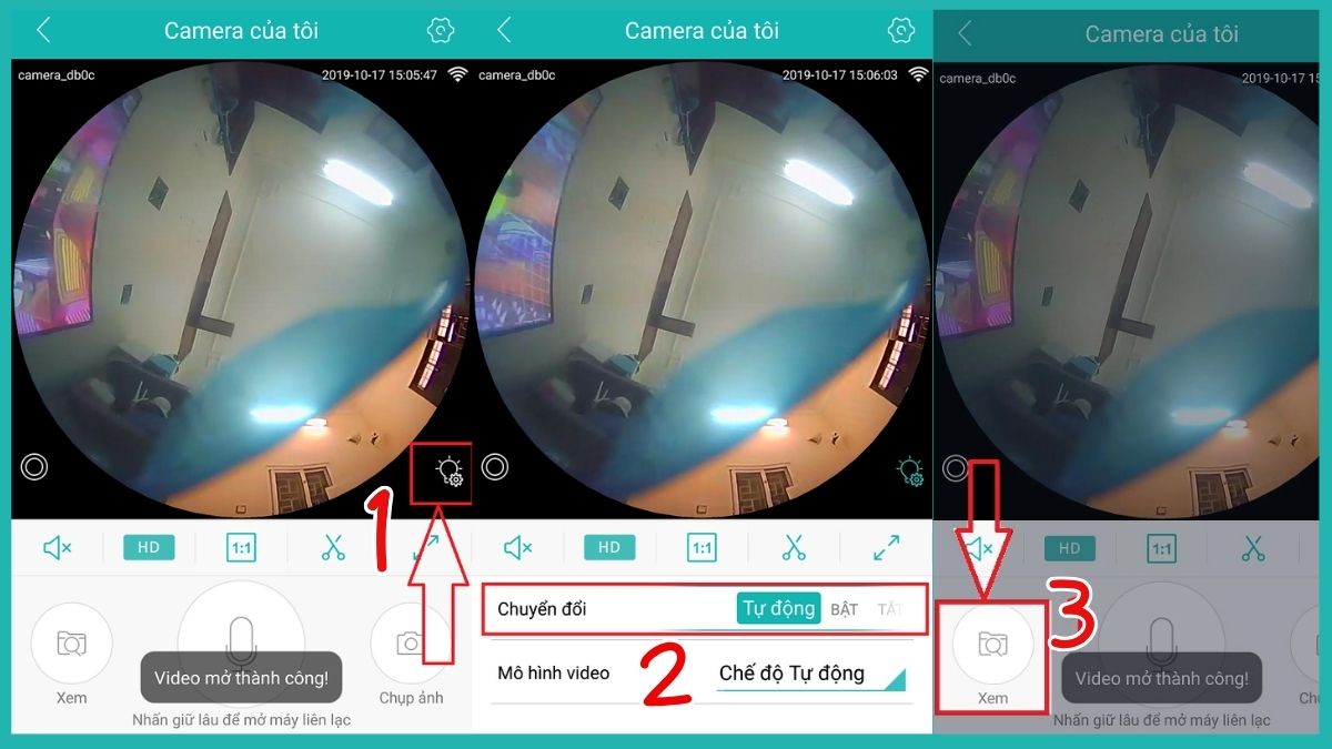 Thao tác cài đặt hiển thị cho camera