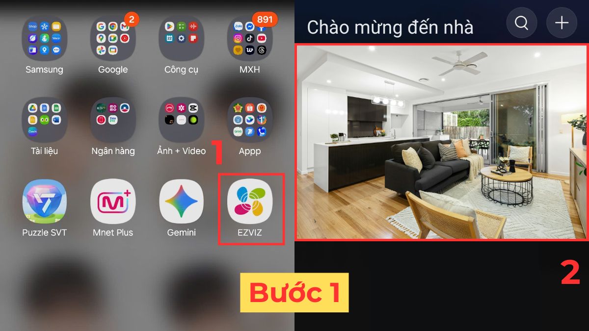 Mở ứng dụng camera Ezviz trên điện thoại
