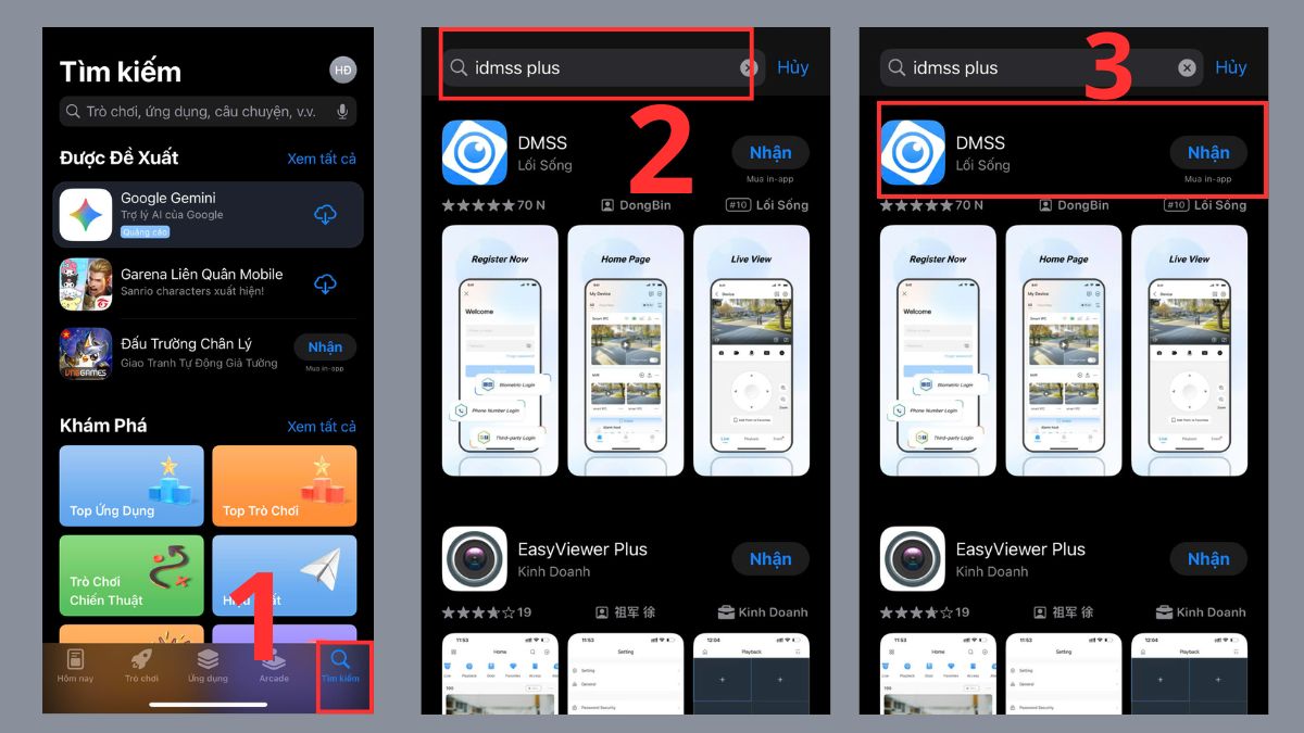Truy cập vào App Store và tìm kiếm iDMSS Plus