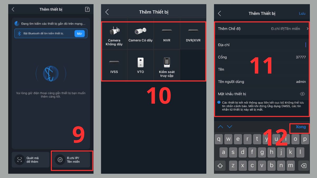 Ấn địa chỉ IP và chọn thiết bị camera