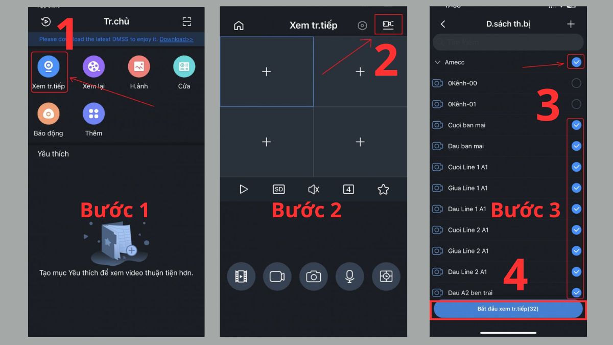 Xem trực tiếp camera trên iDMSS Plus