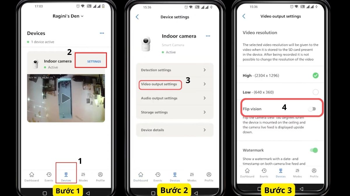 Điều chỉnh hình ảnh camera về đúng chiều quan sát