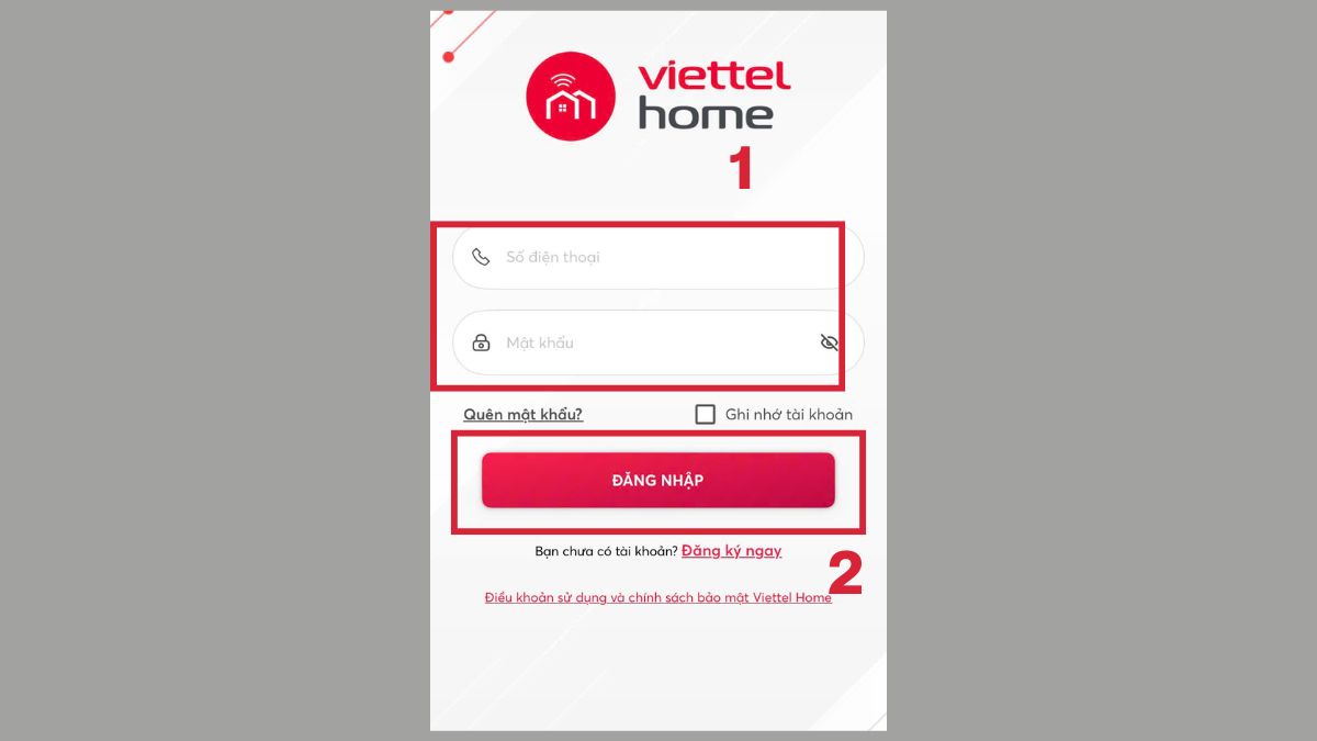 Đăng nhập ứng dụng Viettel Home