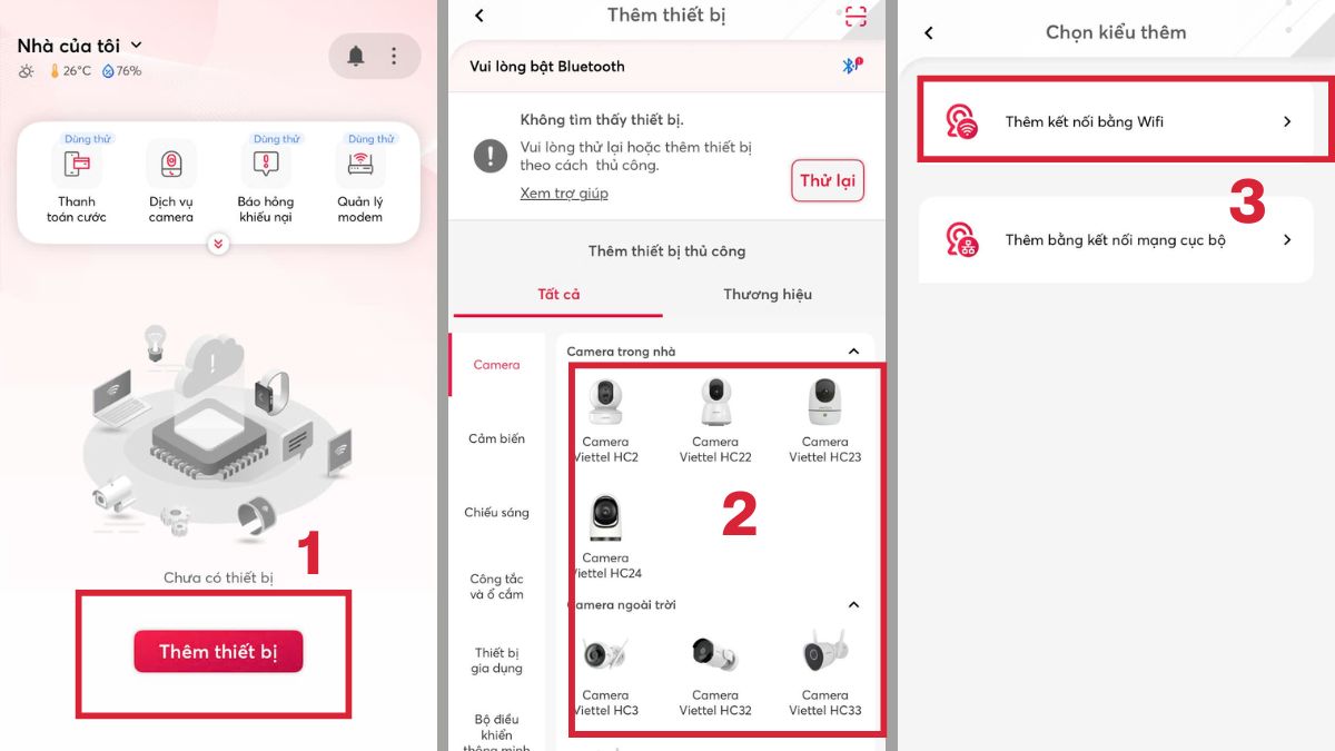 Bắt đầu quá trình ghép nối camera Viettel