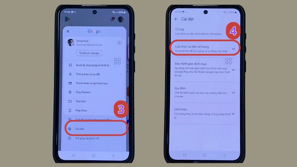 Tìm đến mục Lựa chọn ưu tiên về mạng