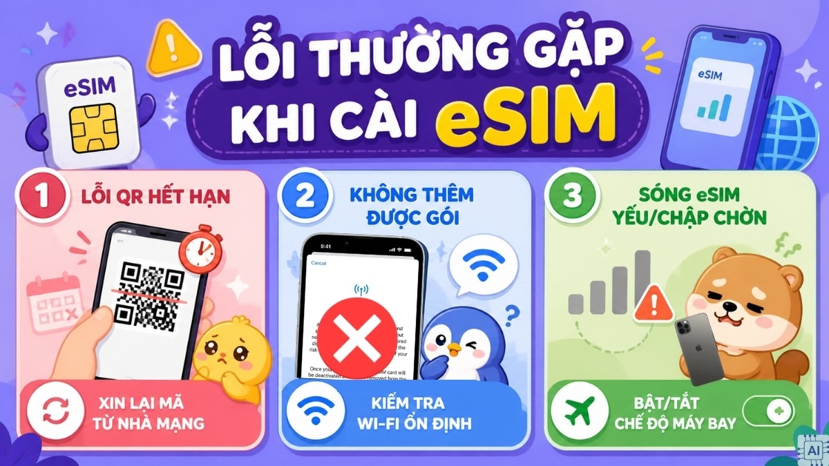 Các sự cố phổ biến khi kích hoạt eSIM mới
