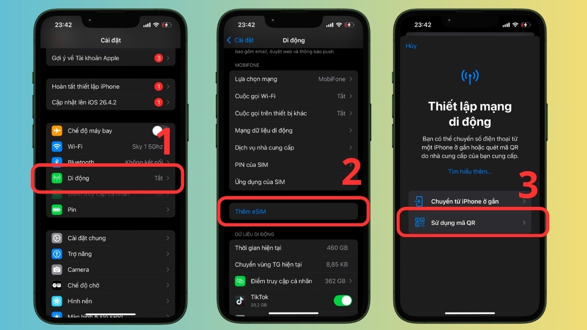 Sử dụng mã QR để kích hoạt eSIM