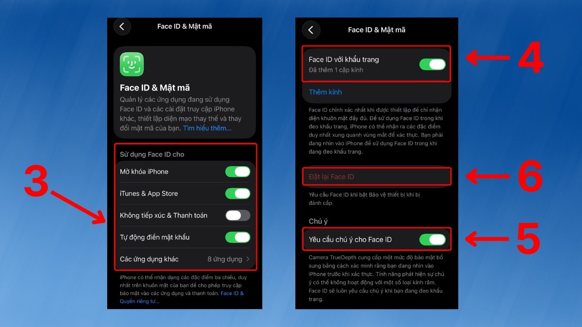 Tùy chỉnh phạm vi sử dụng FaceID