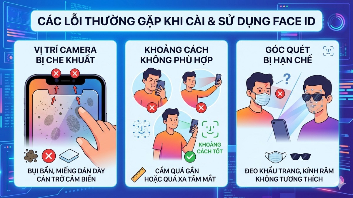 Các lỗi thường gặp khi cài và sử dụng FaceID