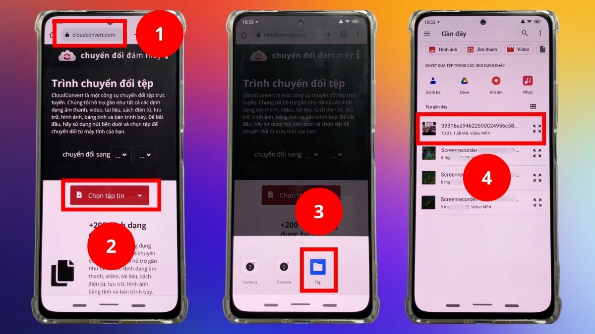 Tìm đến video cần chuyển đổi thành nhạc chuông bằng Cloudconvert