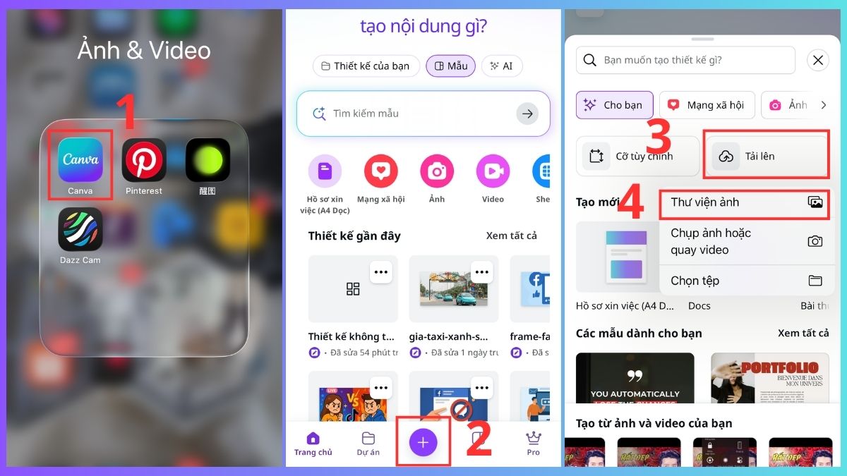 Mở ứng dụng Canva