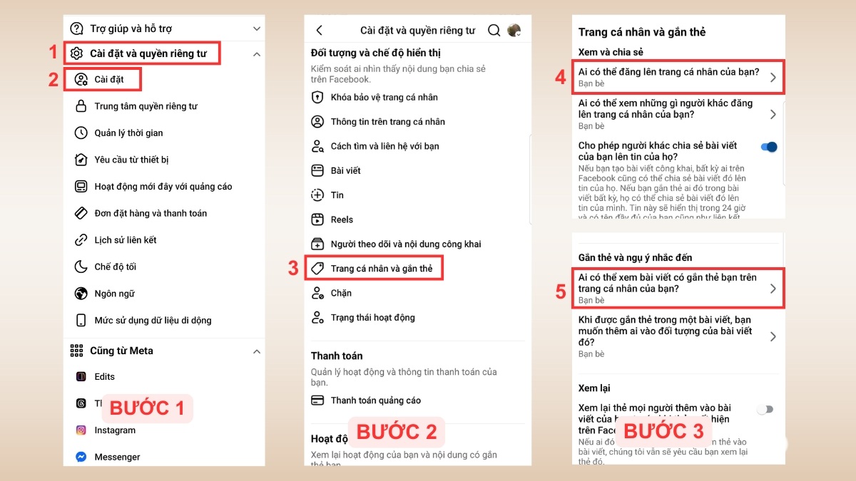 Thao tác giới hạn đối tượng được phép tag mình