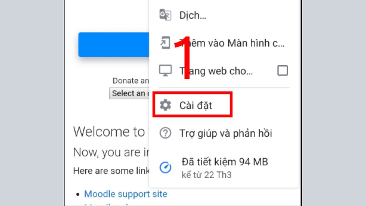Mở Chrome và vào phần Cài đặt